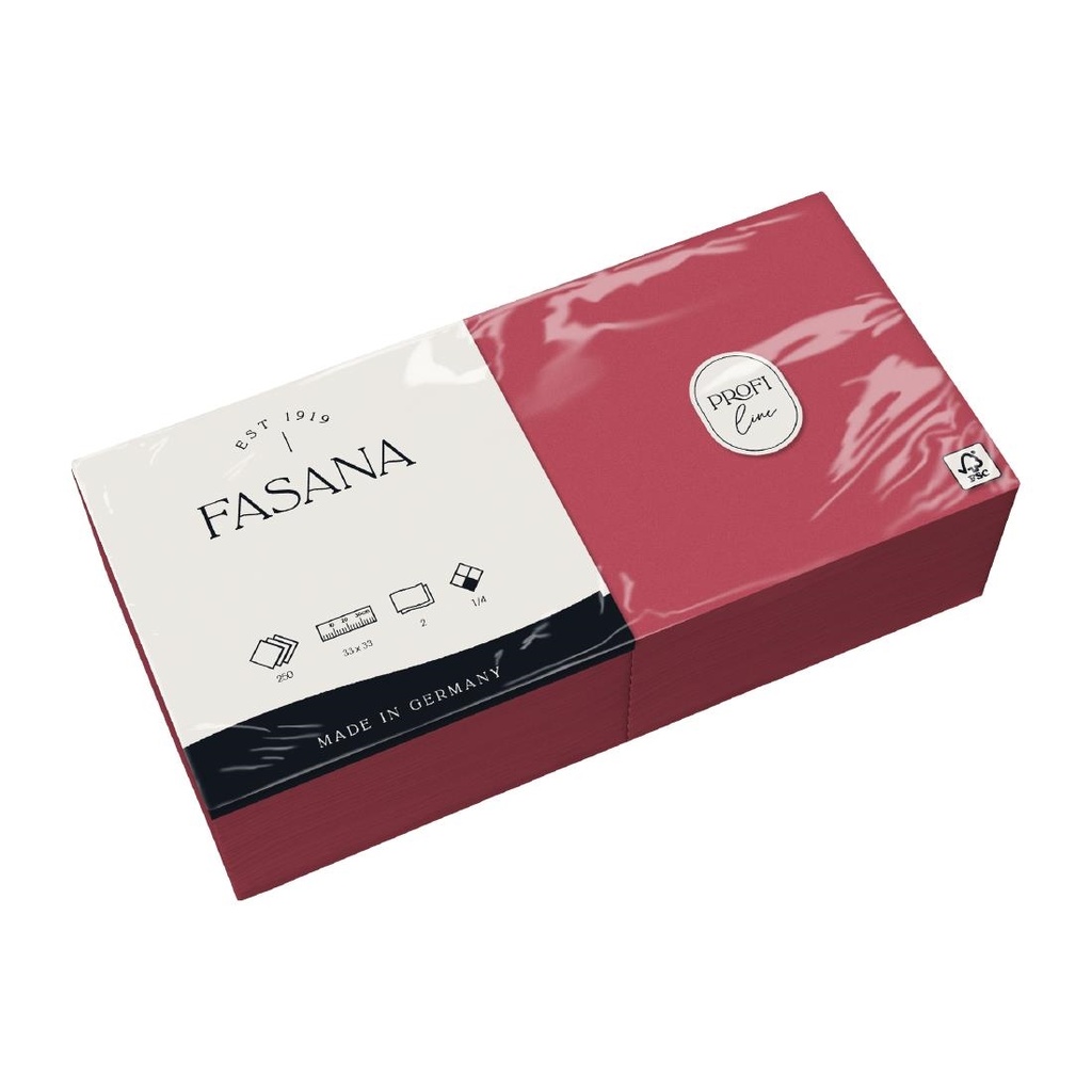 Serviettes de table en papier bordeaux Fasana 330mm (Lot de 1500)