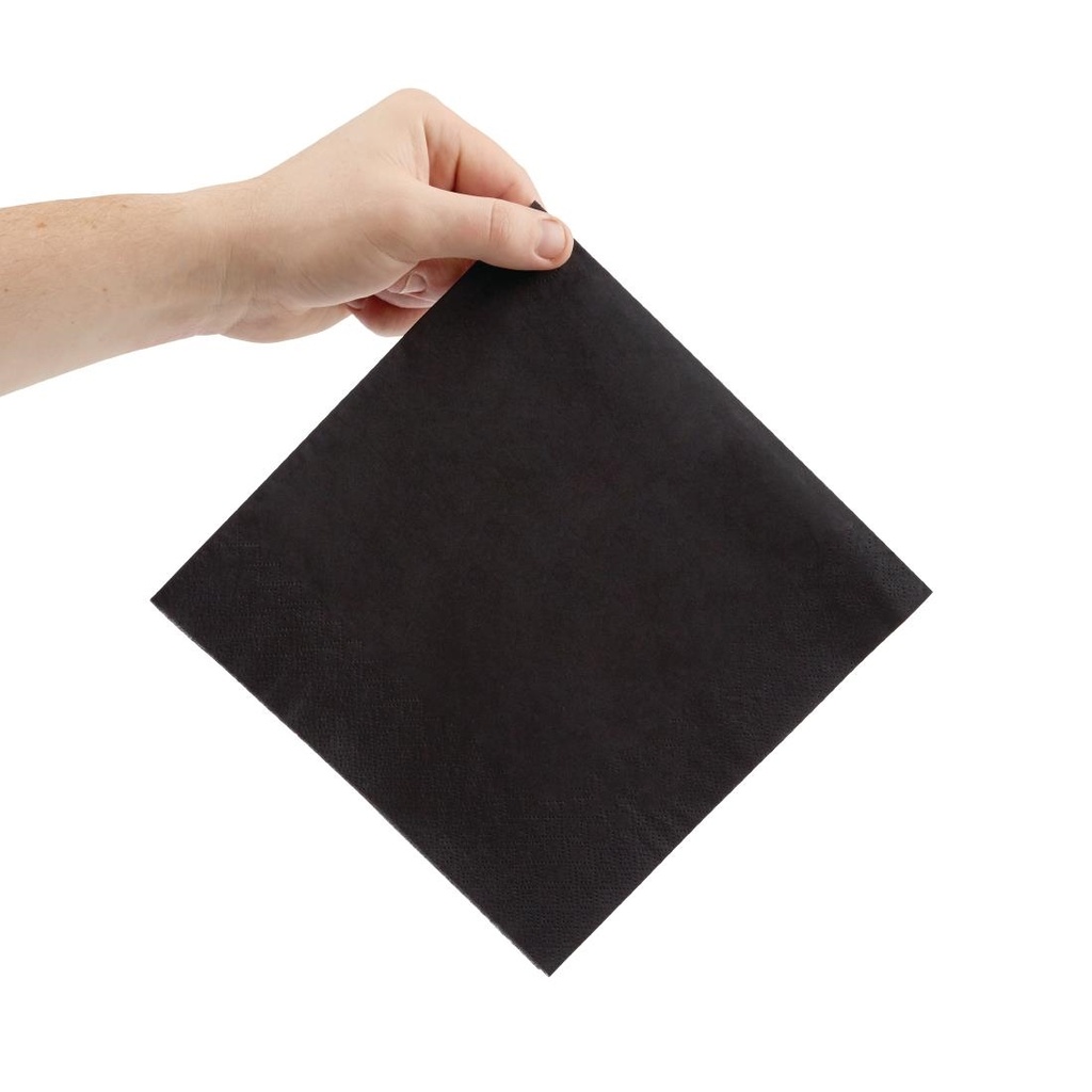 Serviettes dîner 3 plis format 1/4 Fiesta Recyclable 400mm noires (lot de 1000)