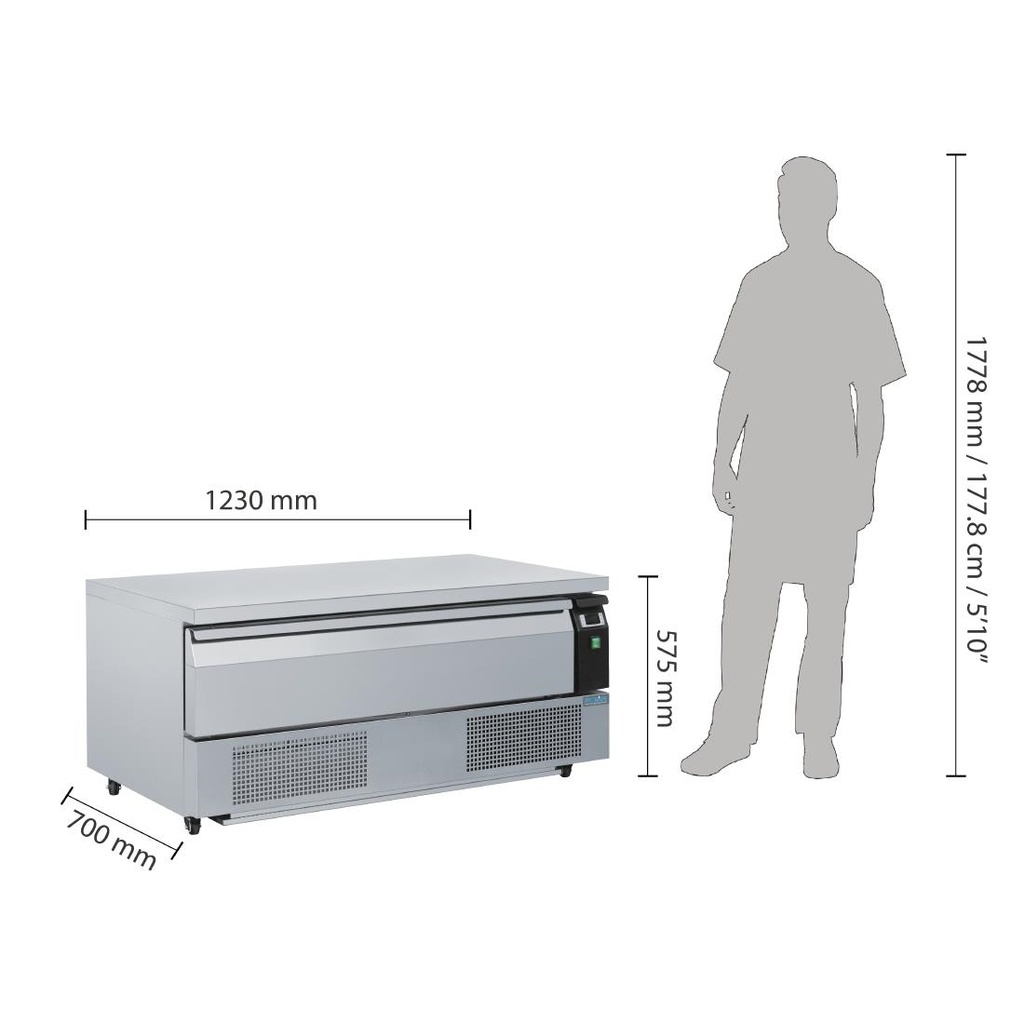 Soubassement double réfrigération 1 tiroir Polar Série U 3x GN 1/1