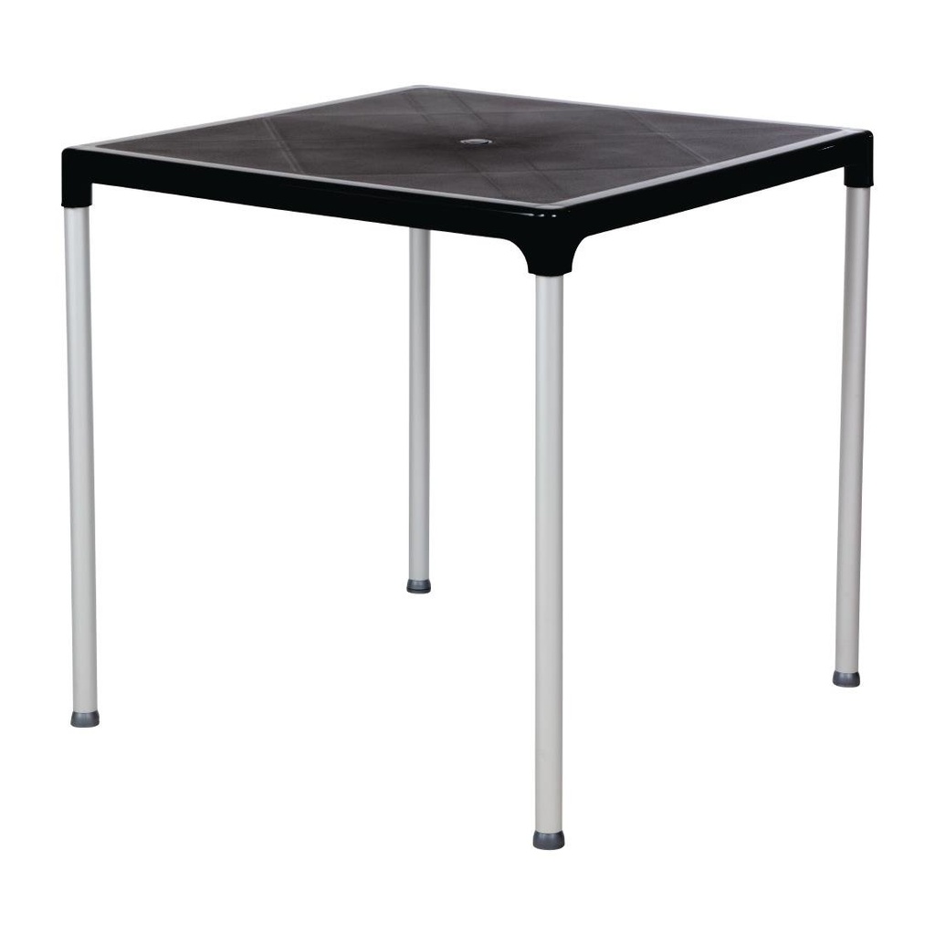 Table carrée avec pieds aluminium Bolero noire 750mm