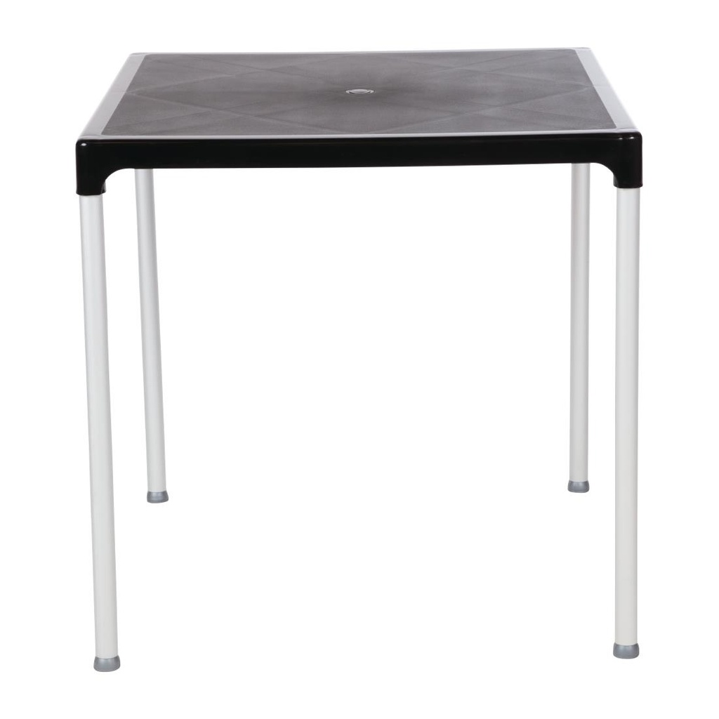 Table carrée avec pieds aluminium Bolero noire 750mm