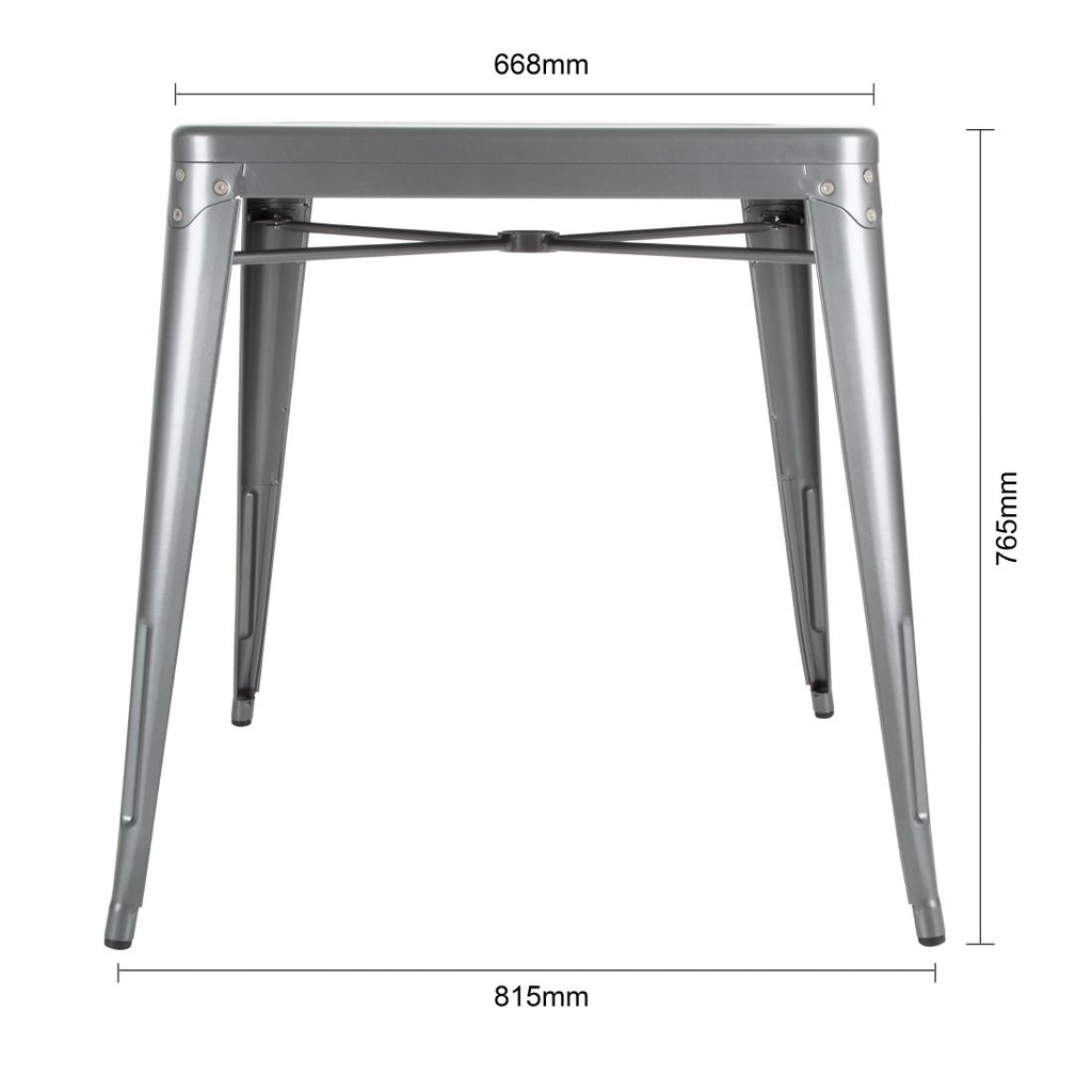 Table carrée en acier gris métallisé Bolero Bistro 668mm