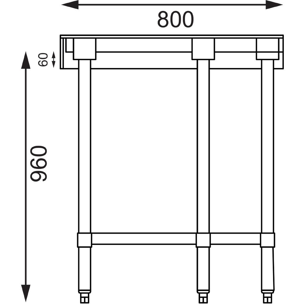 Table d'angle inox Vogue 600mm