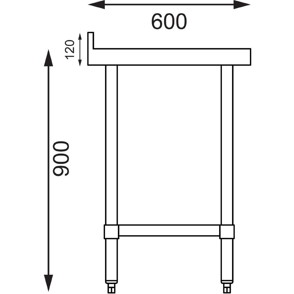 Table de préparation avec rebord en acier inoxydable Vogue 1800 x 600mm