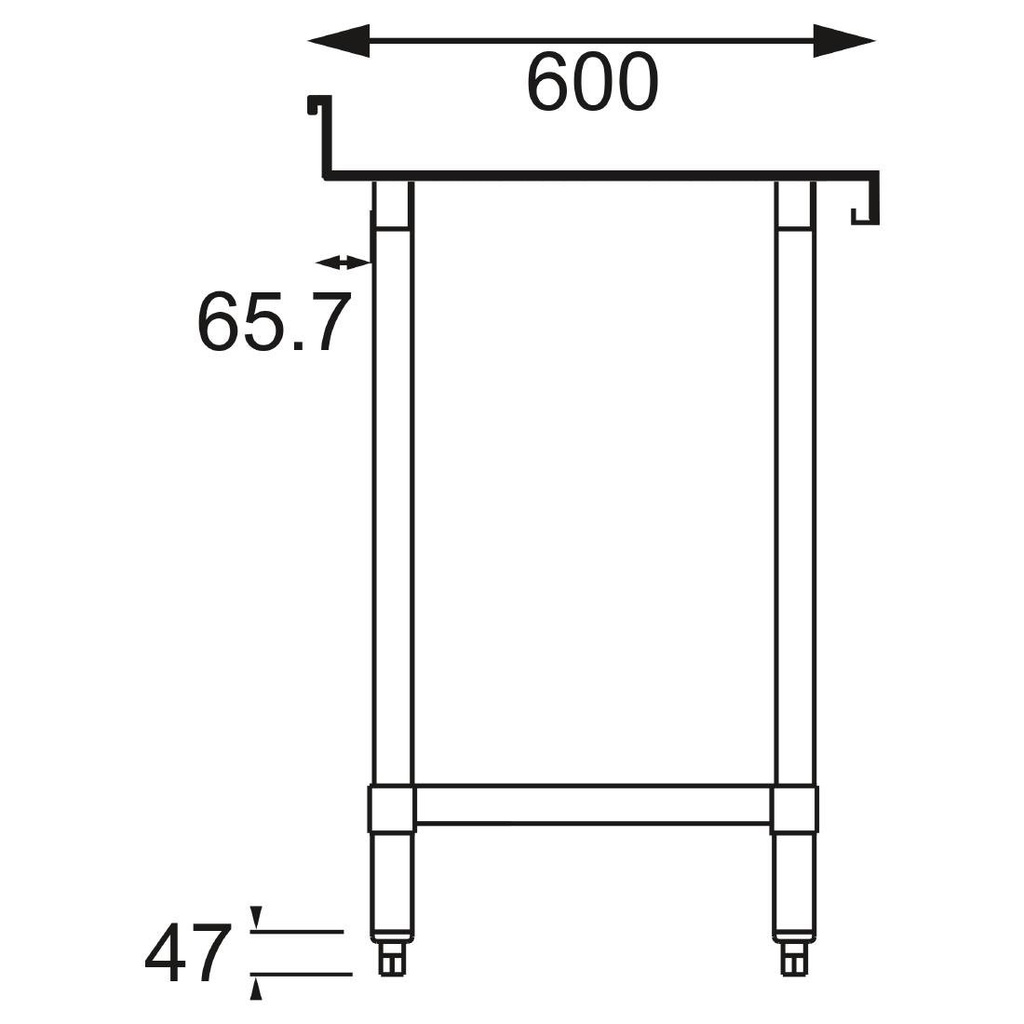 Table de préparation avec rebord en acier inoxydable Vogue 900 x 600mm