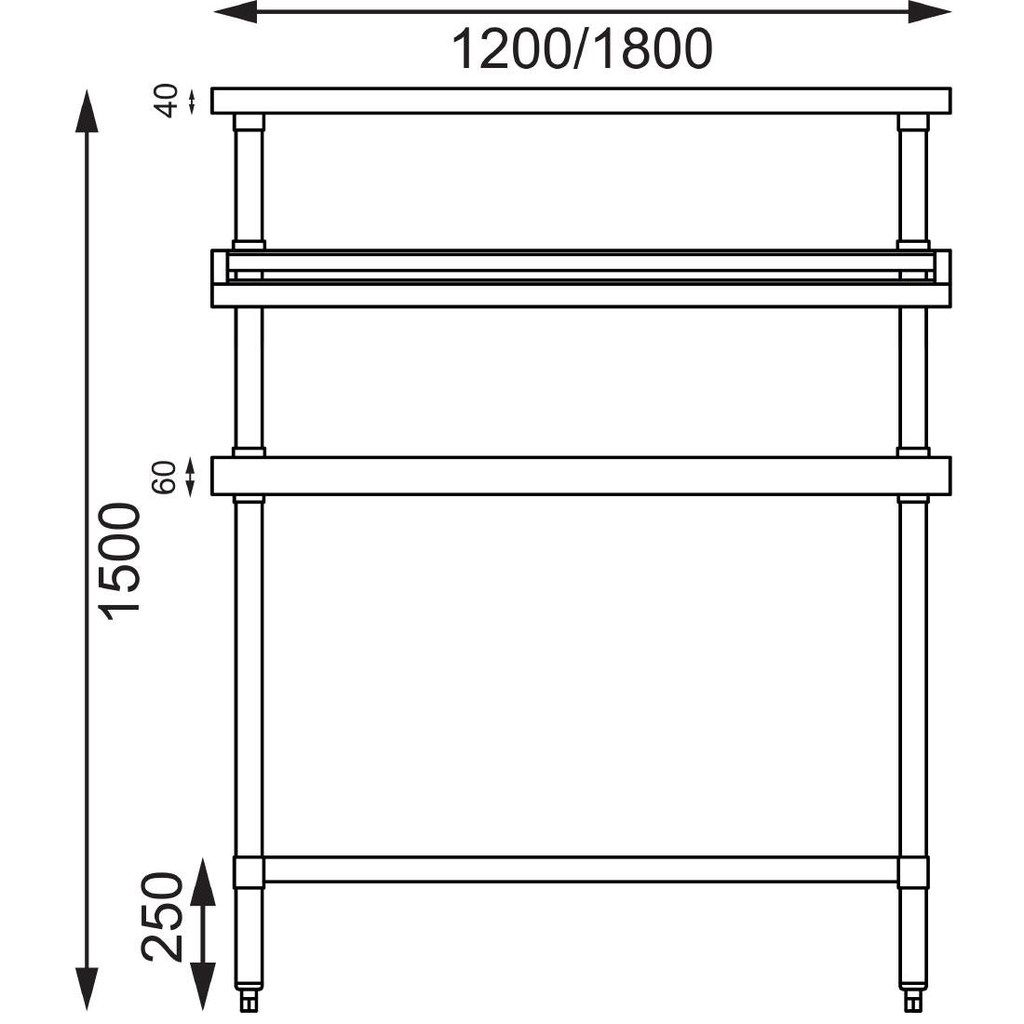 Table de préparation inox avec support bacs GN Vogue