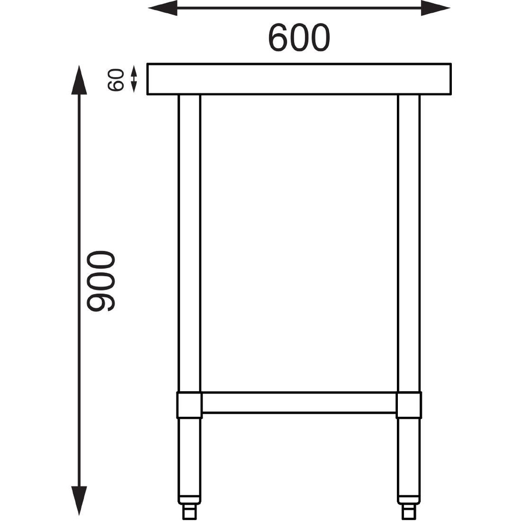 Table de préparation sans rebord en acier inoxydable Vogue 600 x 600mm