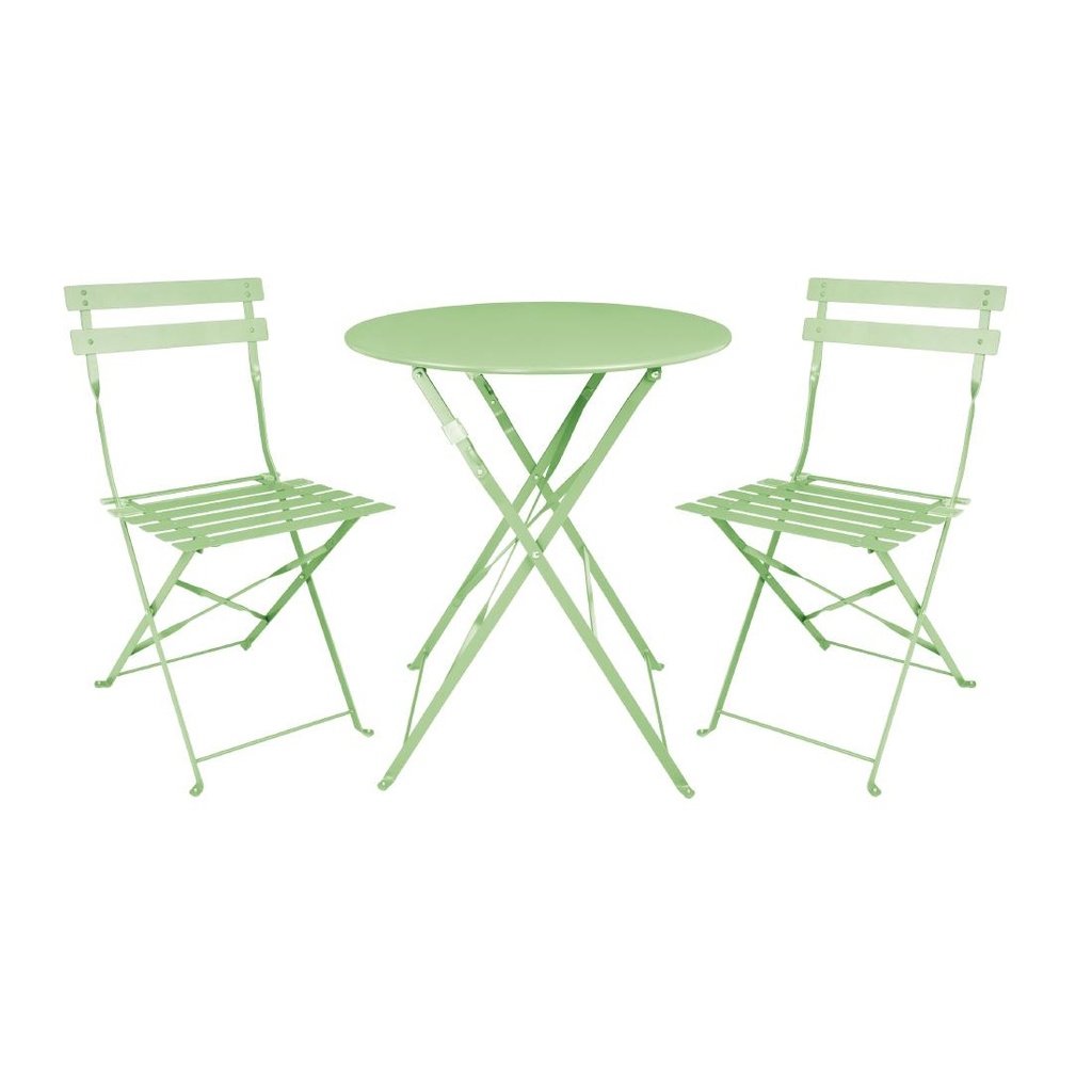 Table de terrasse carrée pliante en acier Bolero vert clair 595 mm