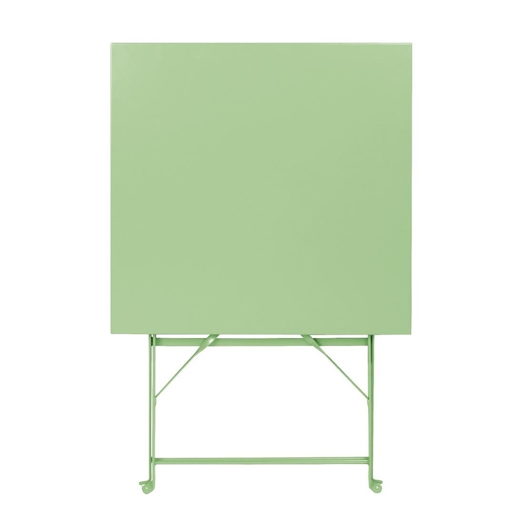 Table de terrasse carrée pliante en acier Bolero vert clair 600 mm