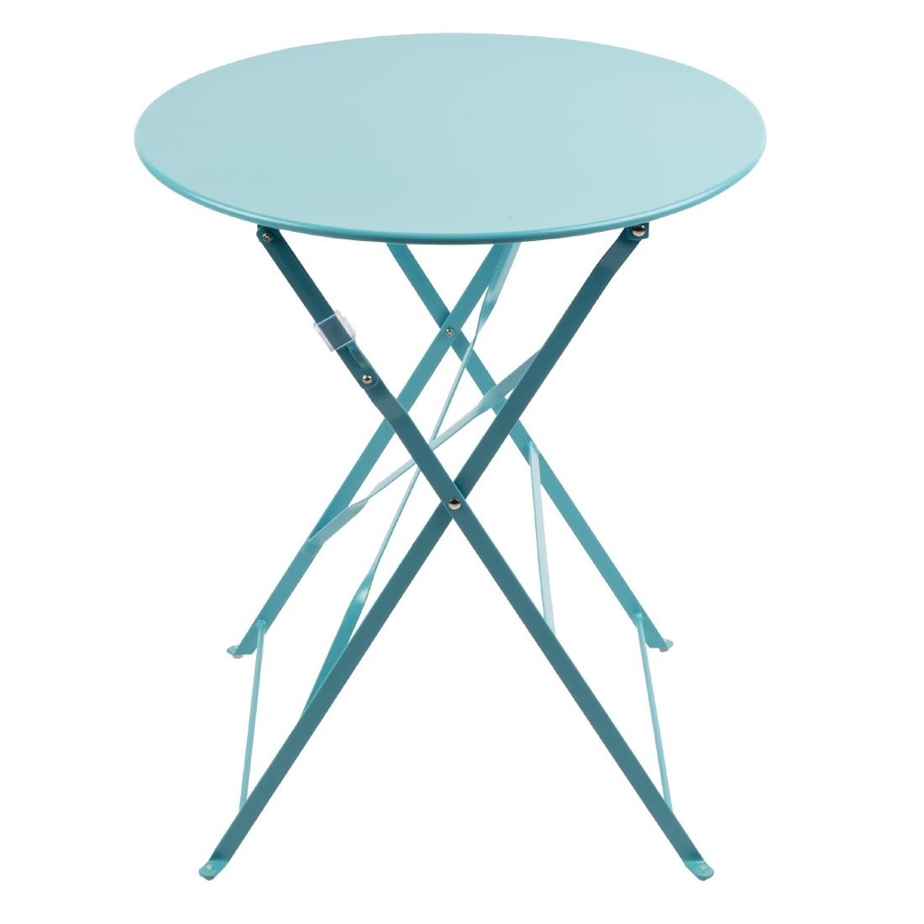 Table de terrasse ronde en acier Bolero bleu turquoise 595mm