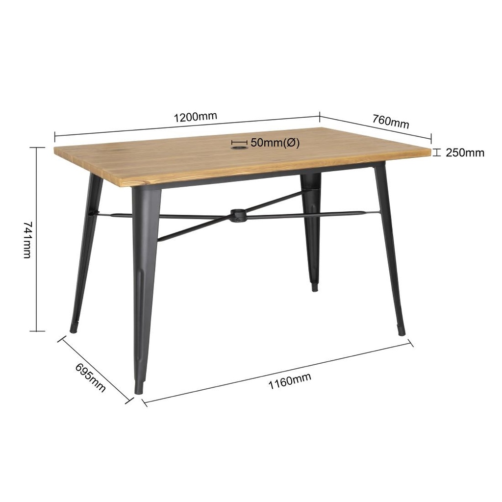 Table d'extérieur Bolero 120x76x75cm bois clair