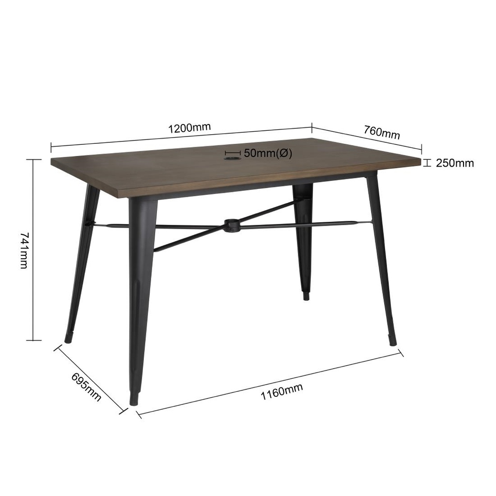 Table d'extérieur Bolero 120x76x75cm bois noir