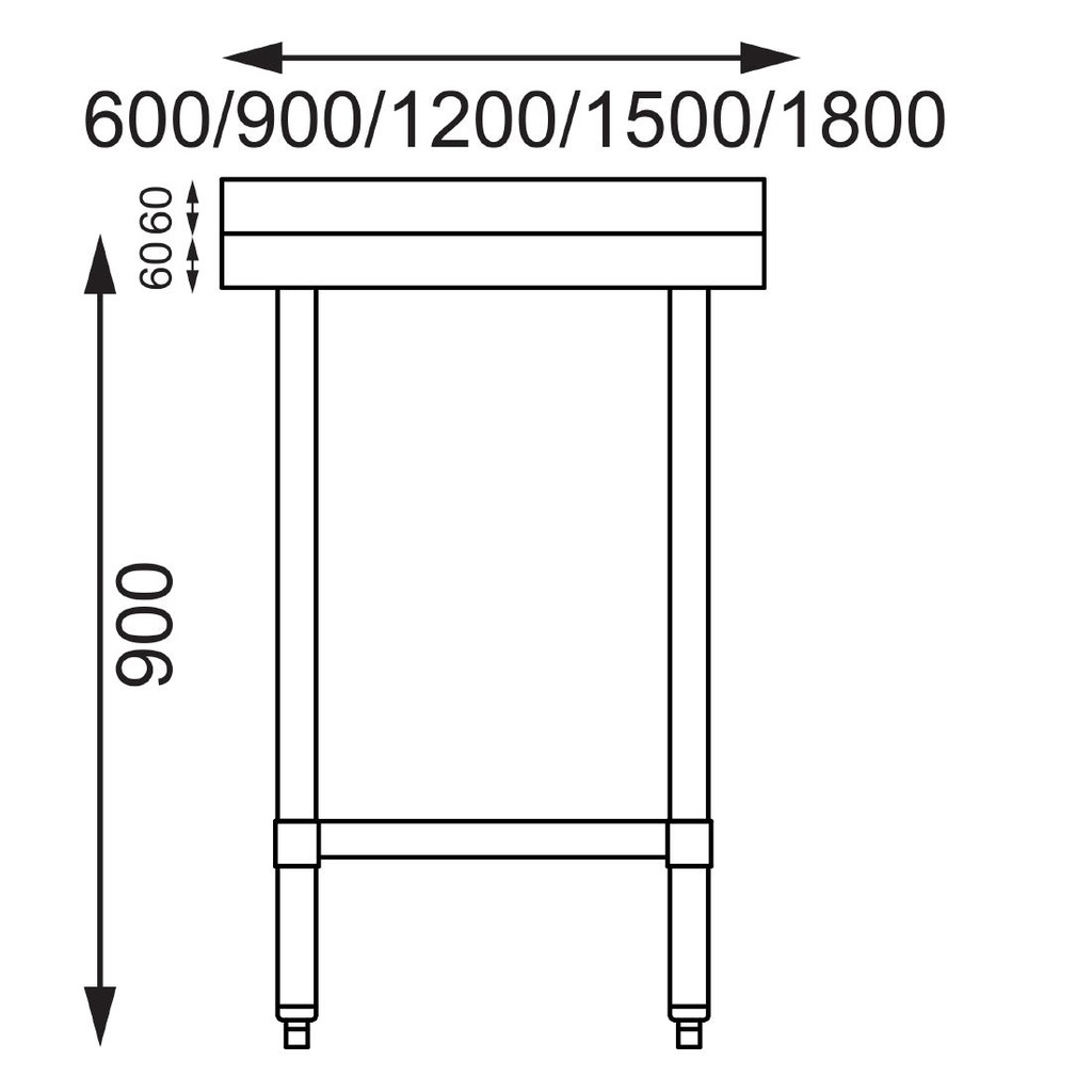 Table en acier inoxydable avec rebord Vogue 1500 x 700mm