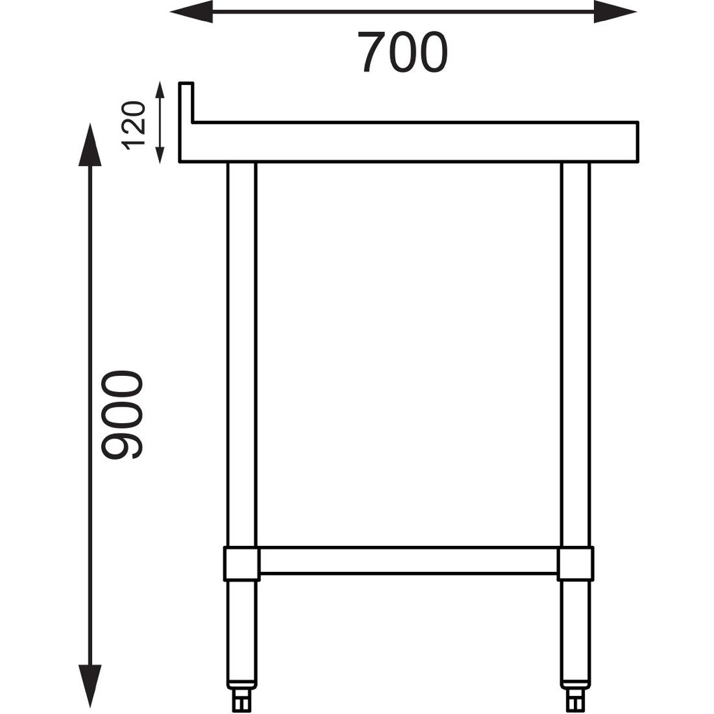 Table en acier inoxydable avec rebord Vogue 1500 x 700mm