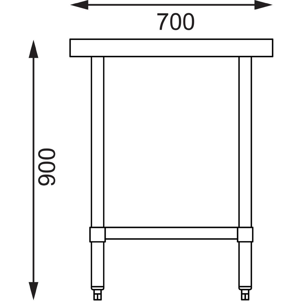 Table en acier inoxydable sans rebord Vogue 1200 x 700mm