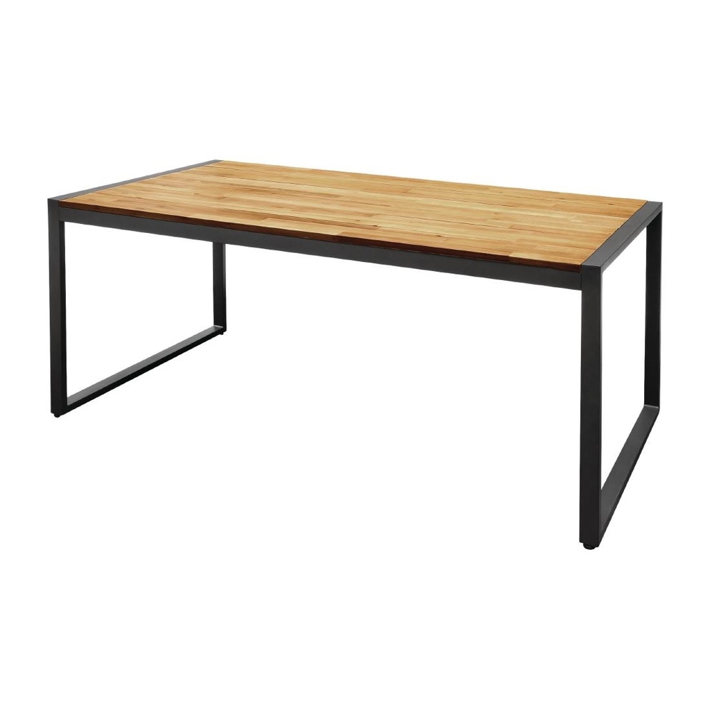 Table industrielle rectangulaire acier et acacia Bolero 180 cm