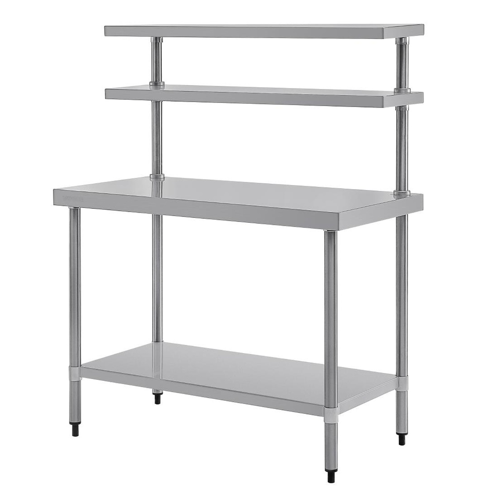 Table inox avec 2 étagères supérieures Vogue 1200mm