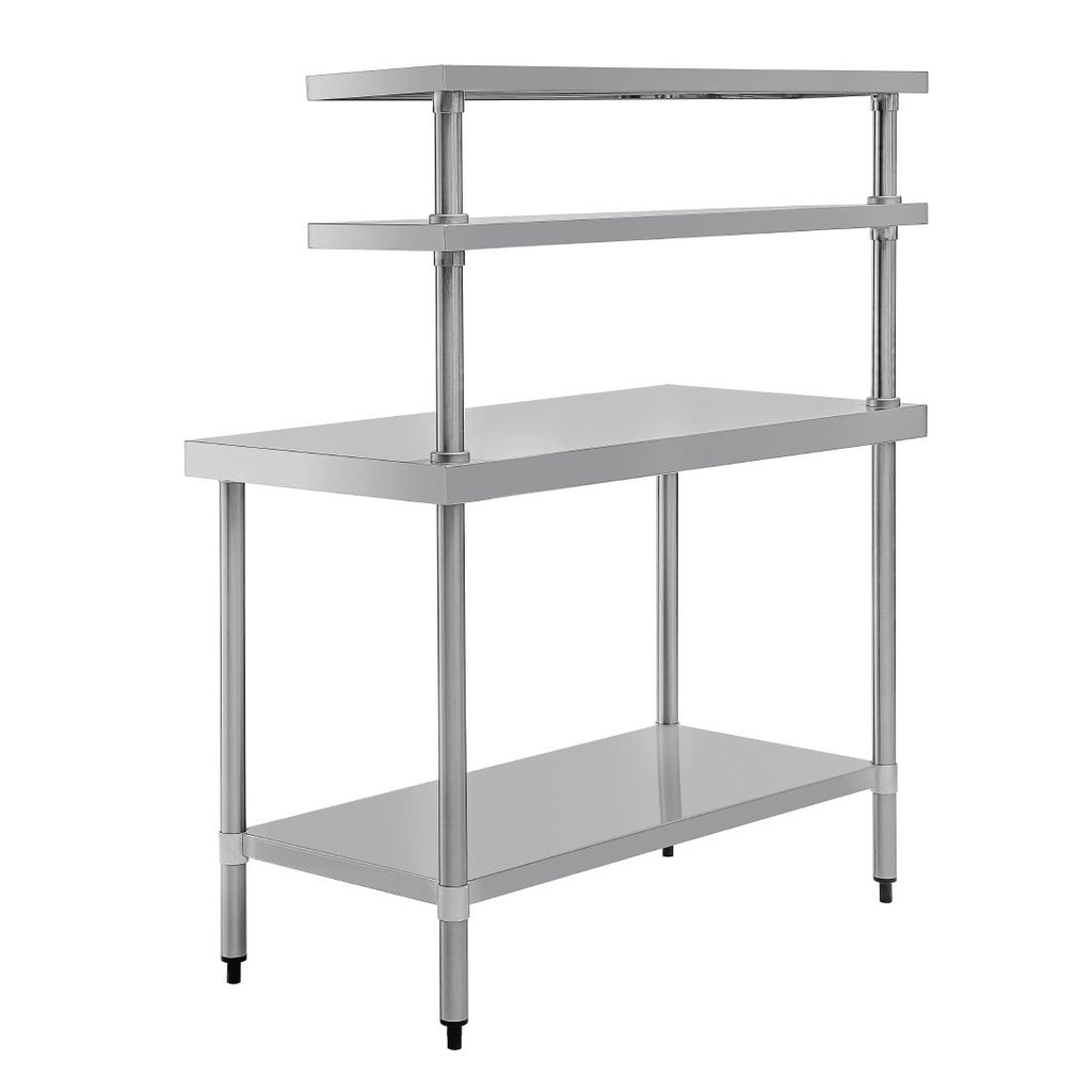 Table inox avec 2 étagères supérieures Vogue 1200mm
