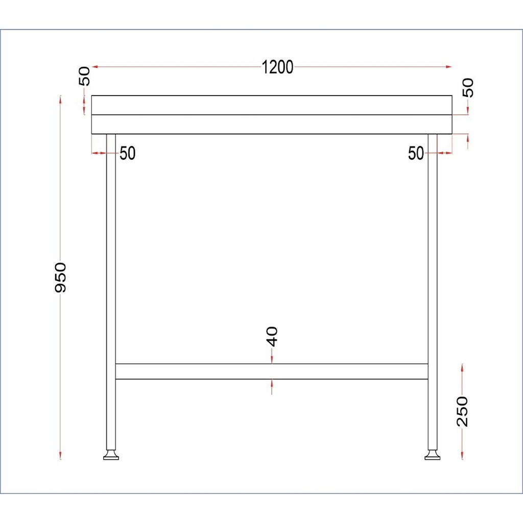 Table murale en acier inoxydable Holmes avec dosseret 1200 mm