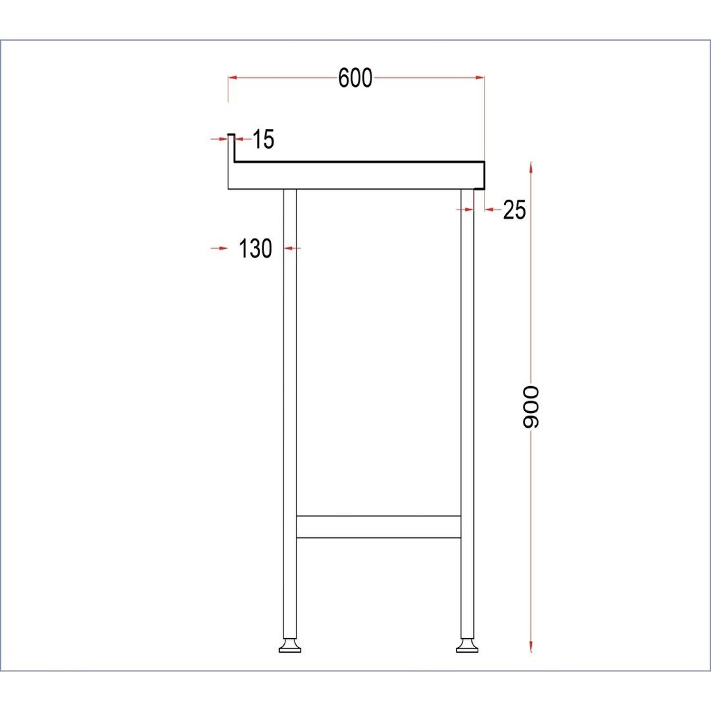 Table murale en acier inoxydable Holmes avec dosseret 1200 mm