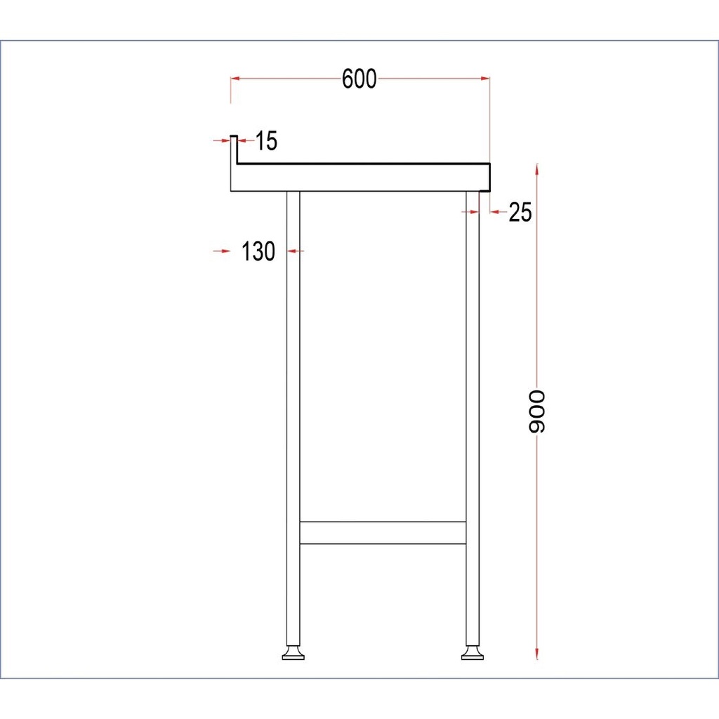 Table murale en acier inoxydable Holmes avec dosseret 1500 mm