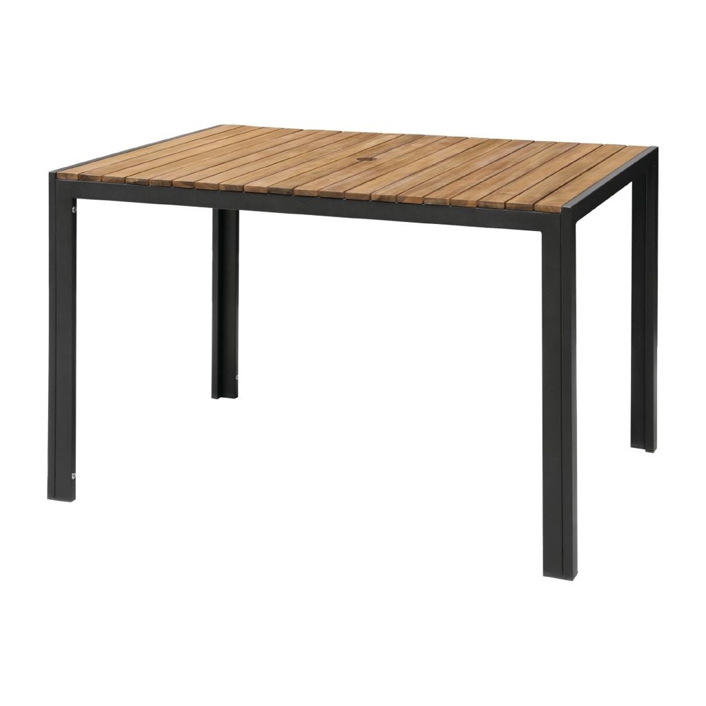 Table rectangulaire en acier et acacia Bolero 120 cm