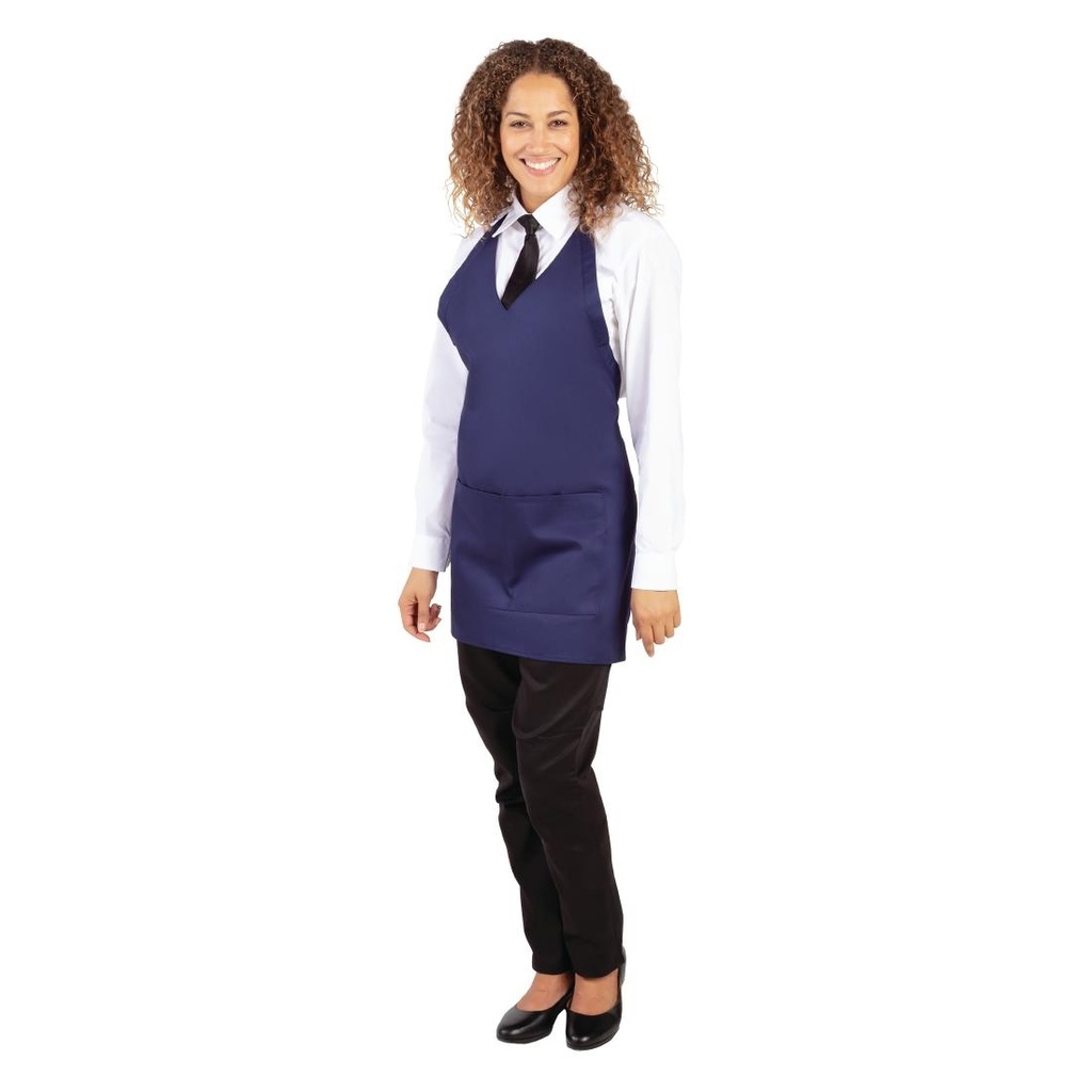 Tablier serveur col en V Whites bleu marine