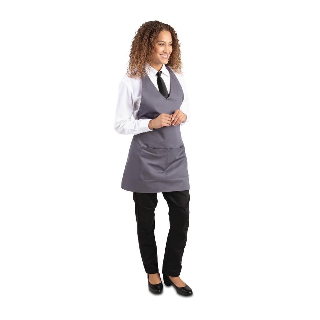 Tablier serveur col en V Whites gris anthracite