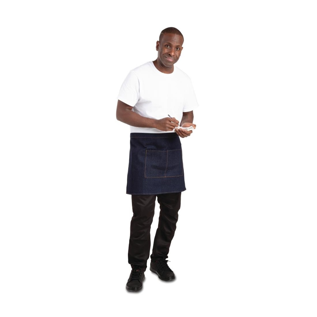 Tablier serveur Southside denim bleu et ceinture ocre