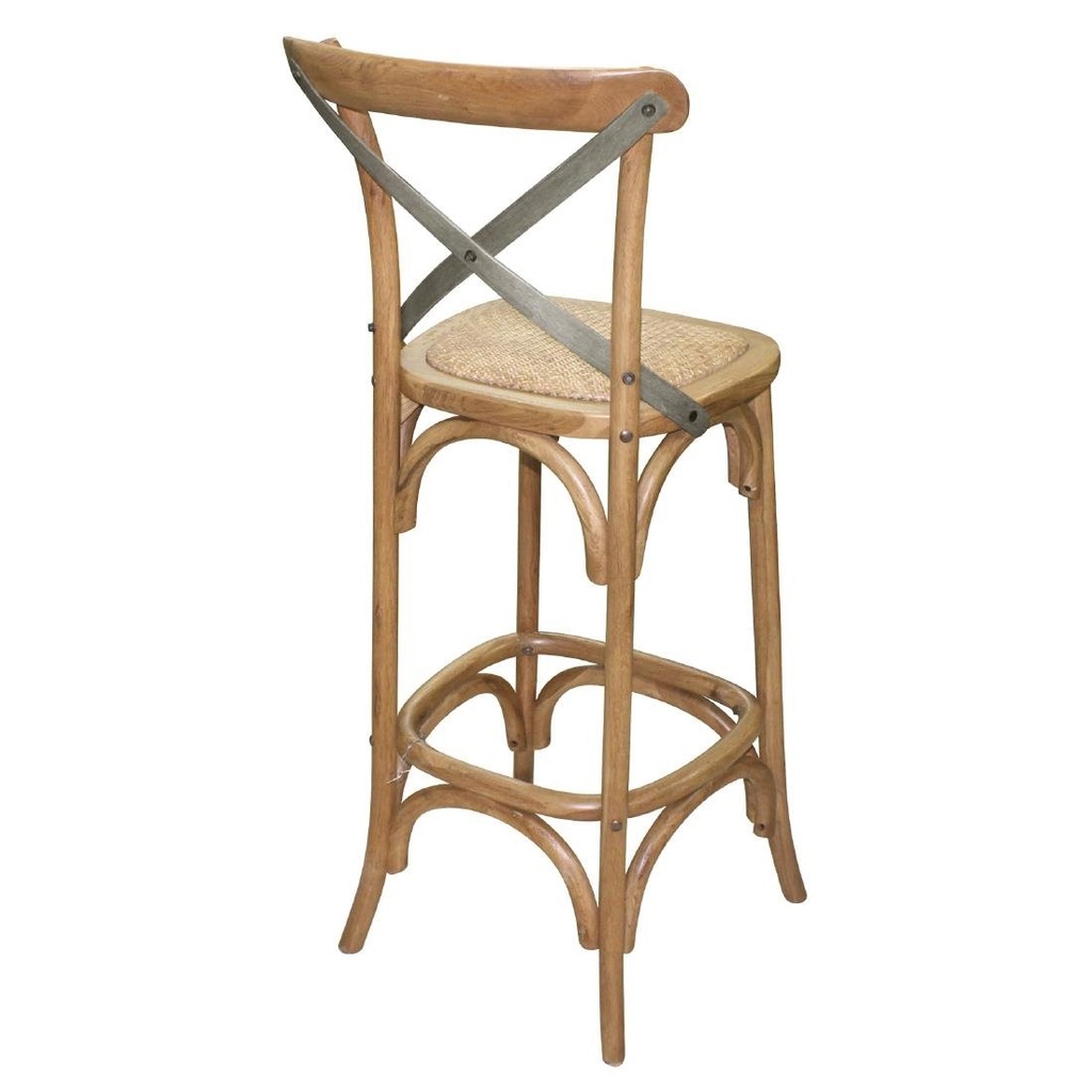 Tabouret de bar en bois avec dossier croisé Bolero métal