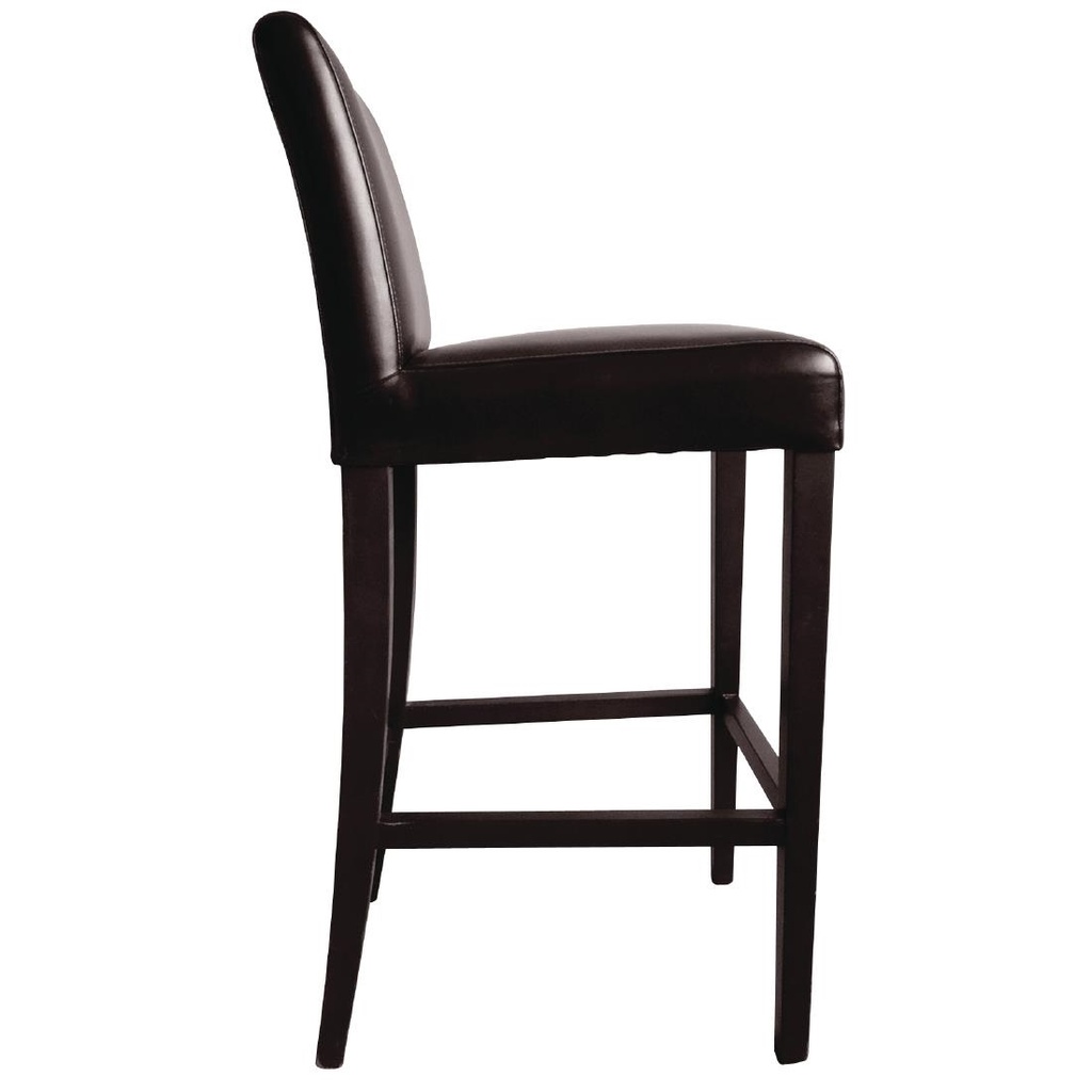 Tabouret de bar haut avec dossier en simili cuir Bolero marron foncé