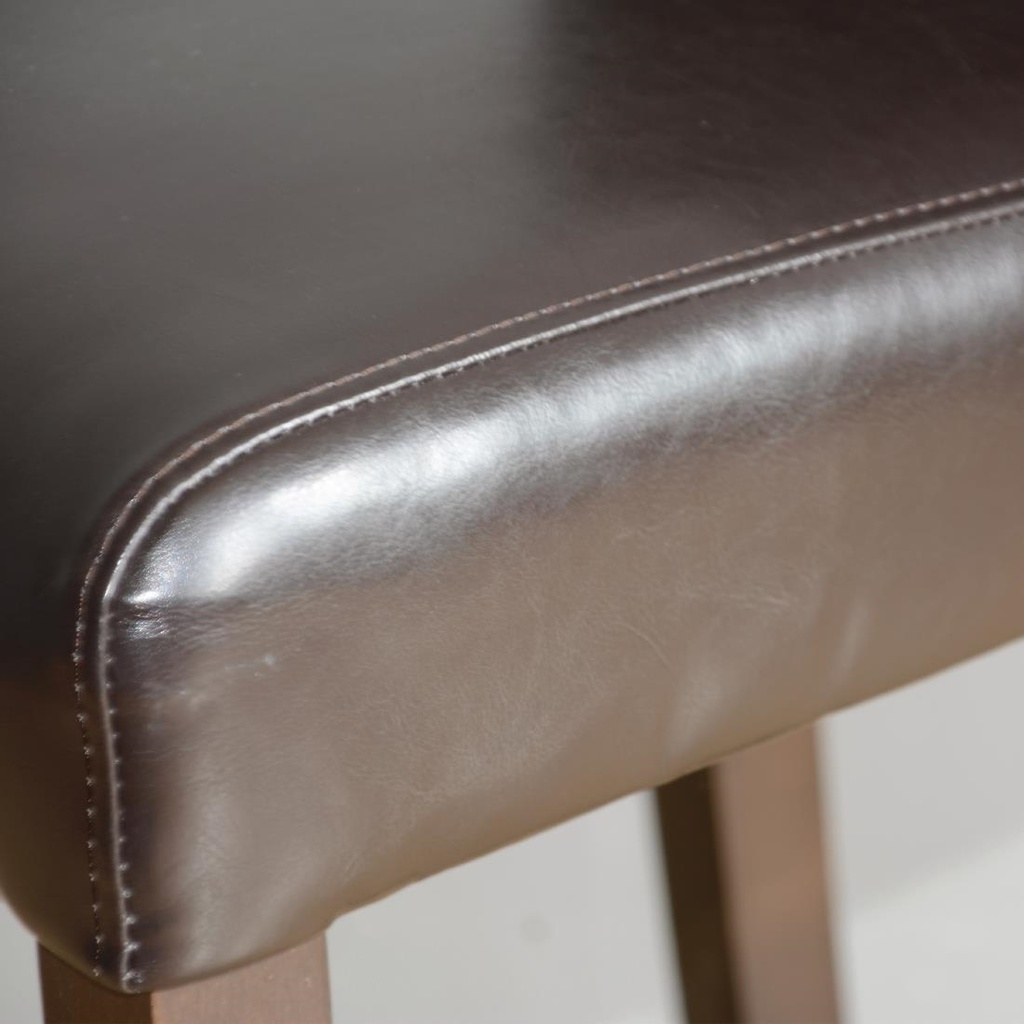 Tabouret de bar haut avec dossier en simili cuir Bolero marron foncé