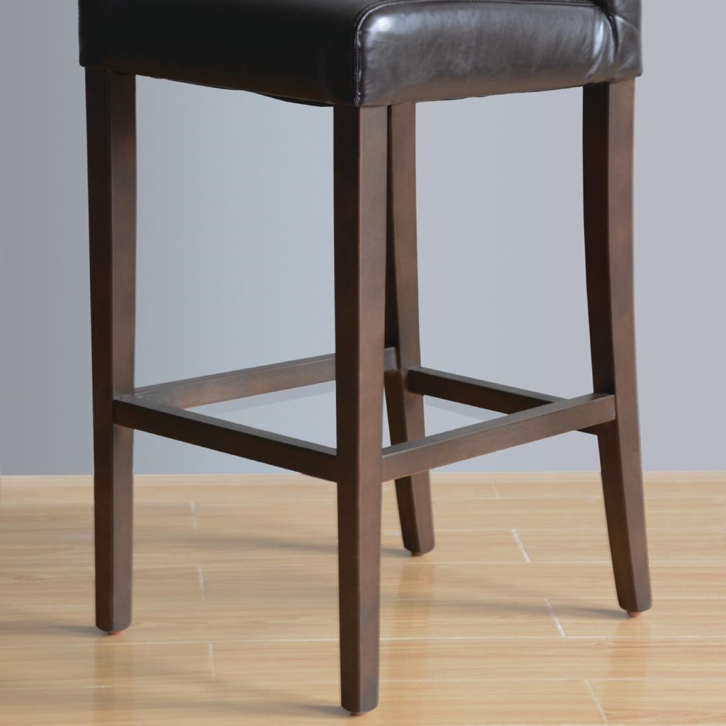 Tabouret de bar haut avec dossier en simili cuir Bolero marron foncé