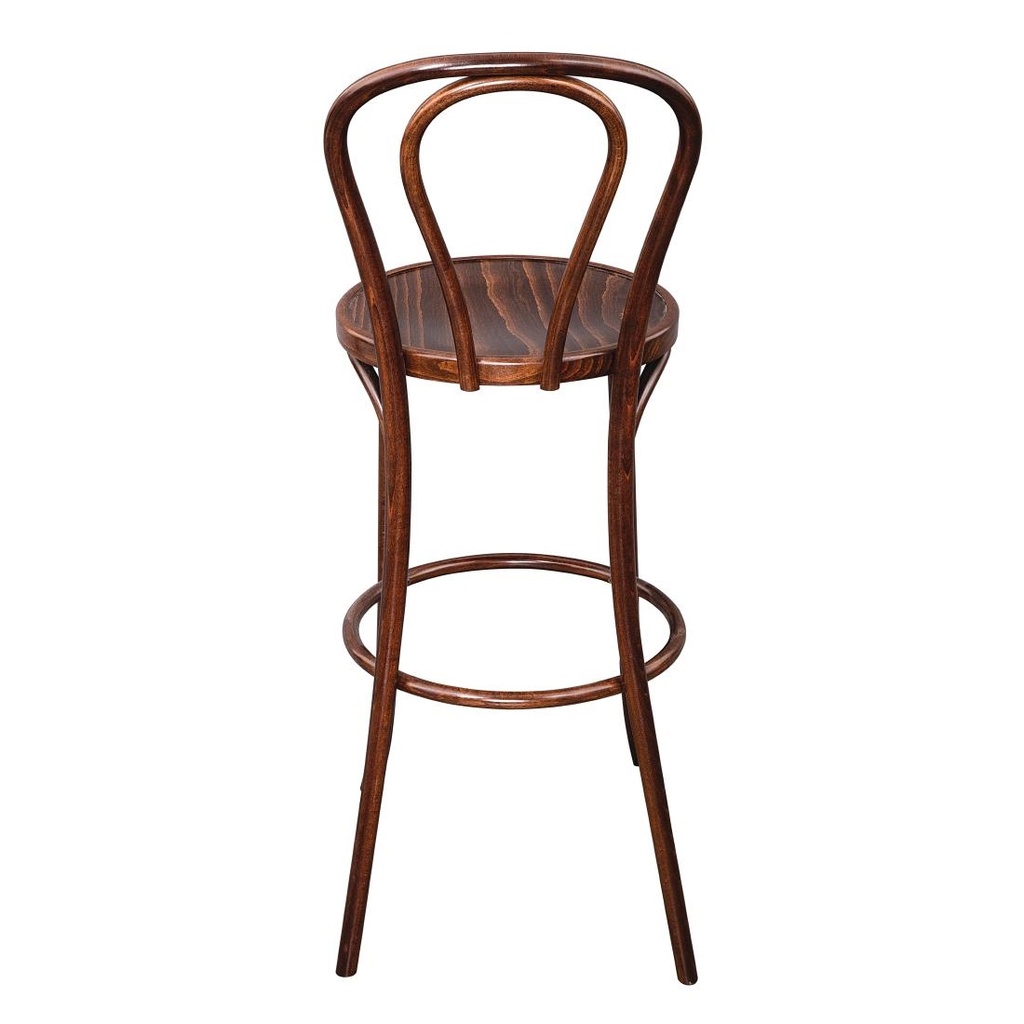 Tabouret haut bistro en bois courbé Fameg noyer