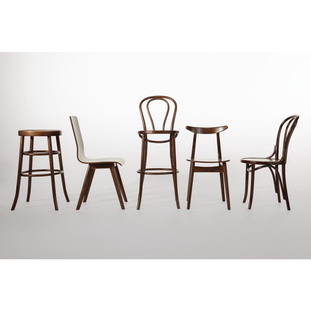 Tabouret haut bistro en bois courbé Fameg noyer