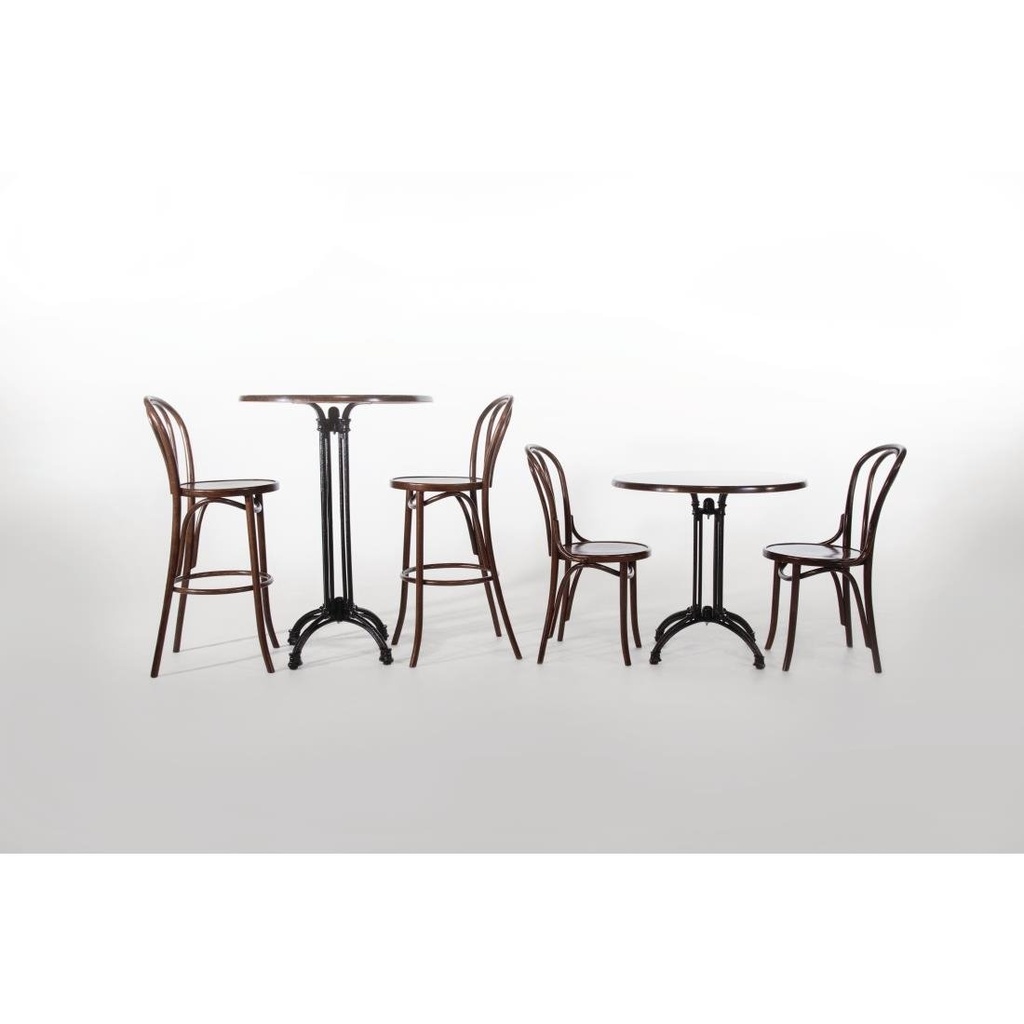 Tabouret haut bistro en bois courbé Fameg noyer