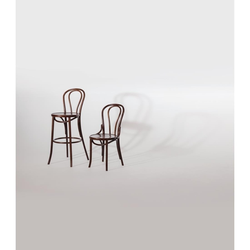 Tabouret haut bistro en bois courbé Fameg noyer