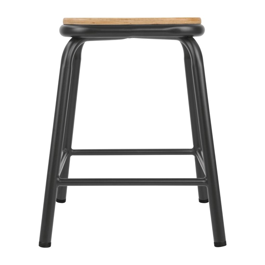 Tabourets bas avec assise en bois Bolero Cantina gris métal (lot de 4)