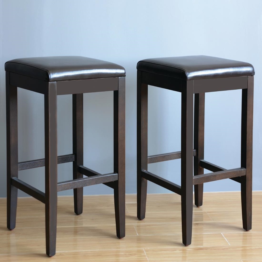 Tabourets de bar haut en simili cuir Bolero marron foncé (Lot de 2)