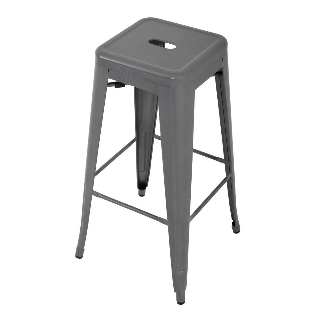 Tabourets hauts en acier galvanisé Bolero Bistro gris métalisé (lot de 4)