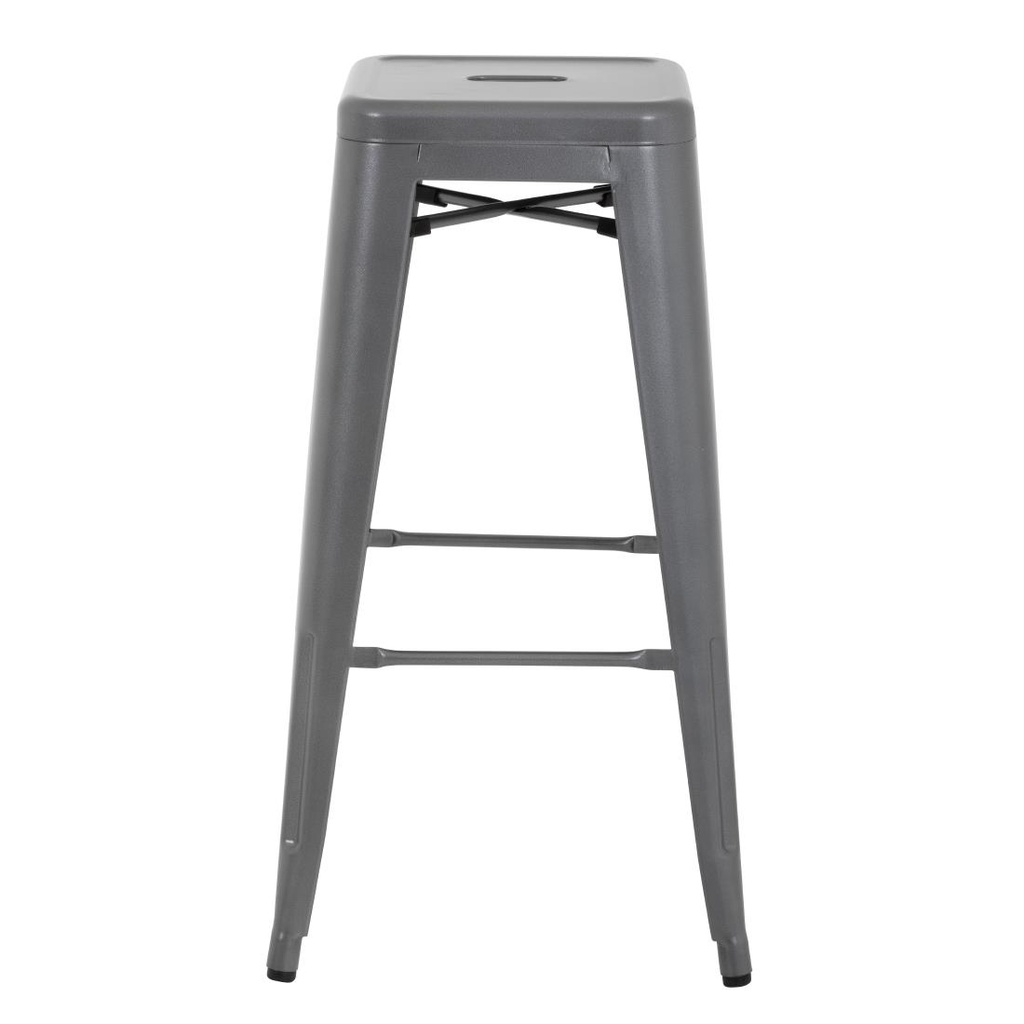 Tabourets hauts en acier galvanisé Bolero Bistro gris métalisé (lot de 4)