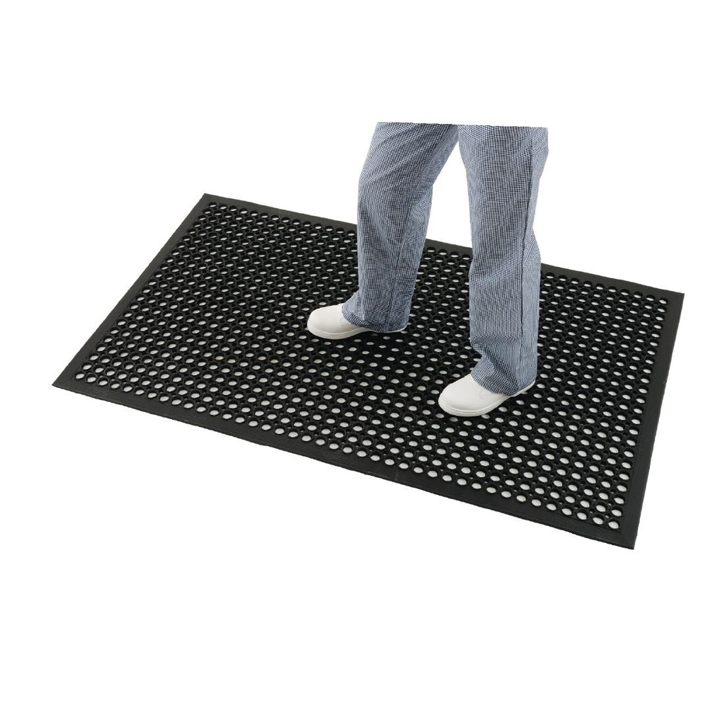 Tapis en caoutchouc anti-dérapant et anti-fatigue Jantex noir 1500 x 900mm