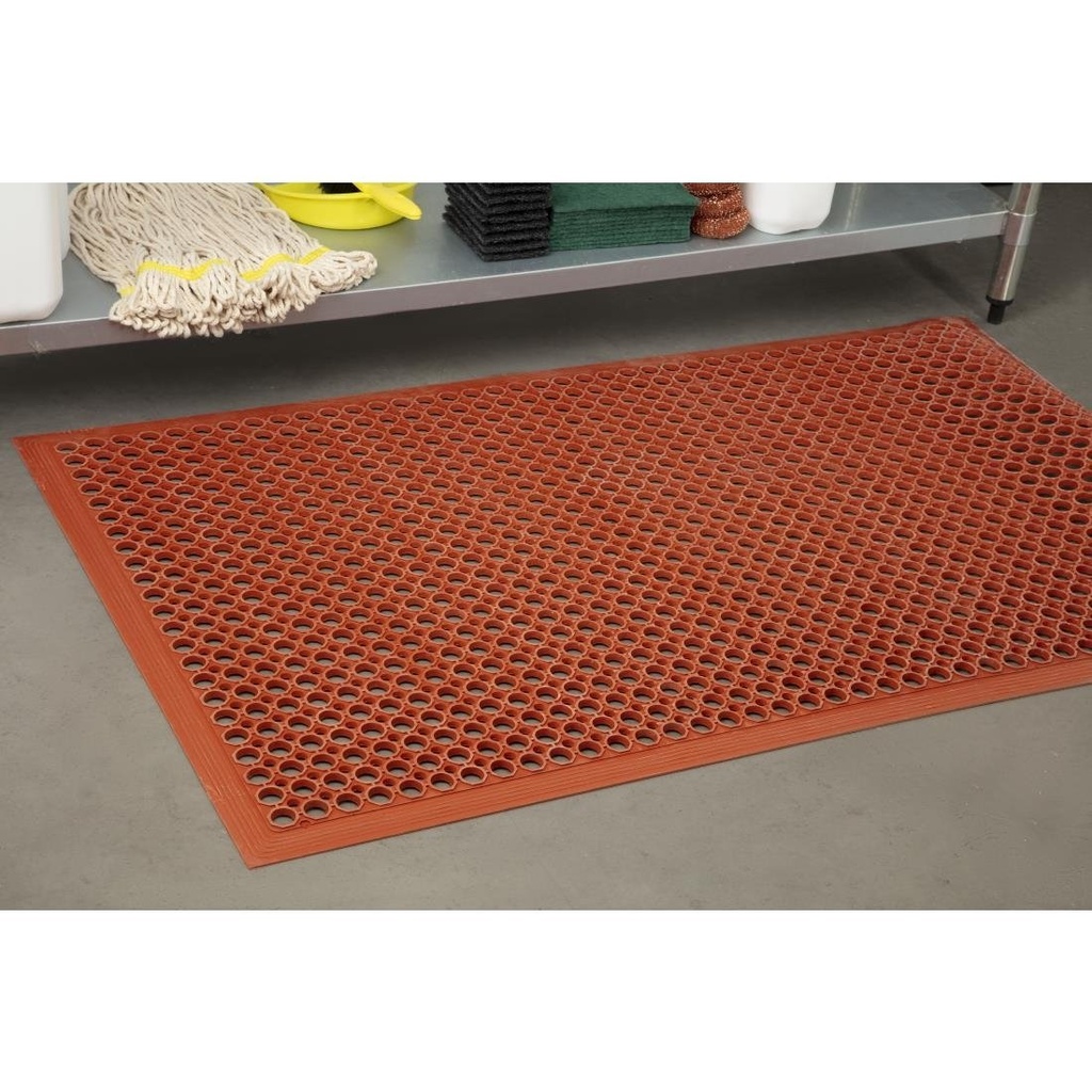 Tapis en caoutchouc anti-dérapant et anti-fatigue Jantex rouge 1500 x 900mm