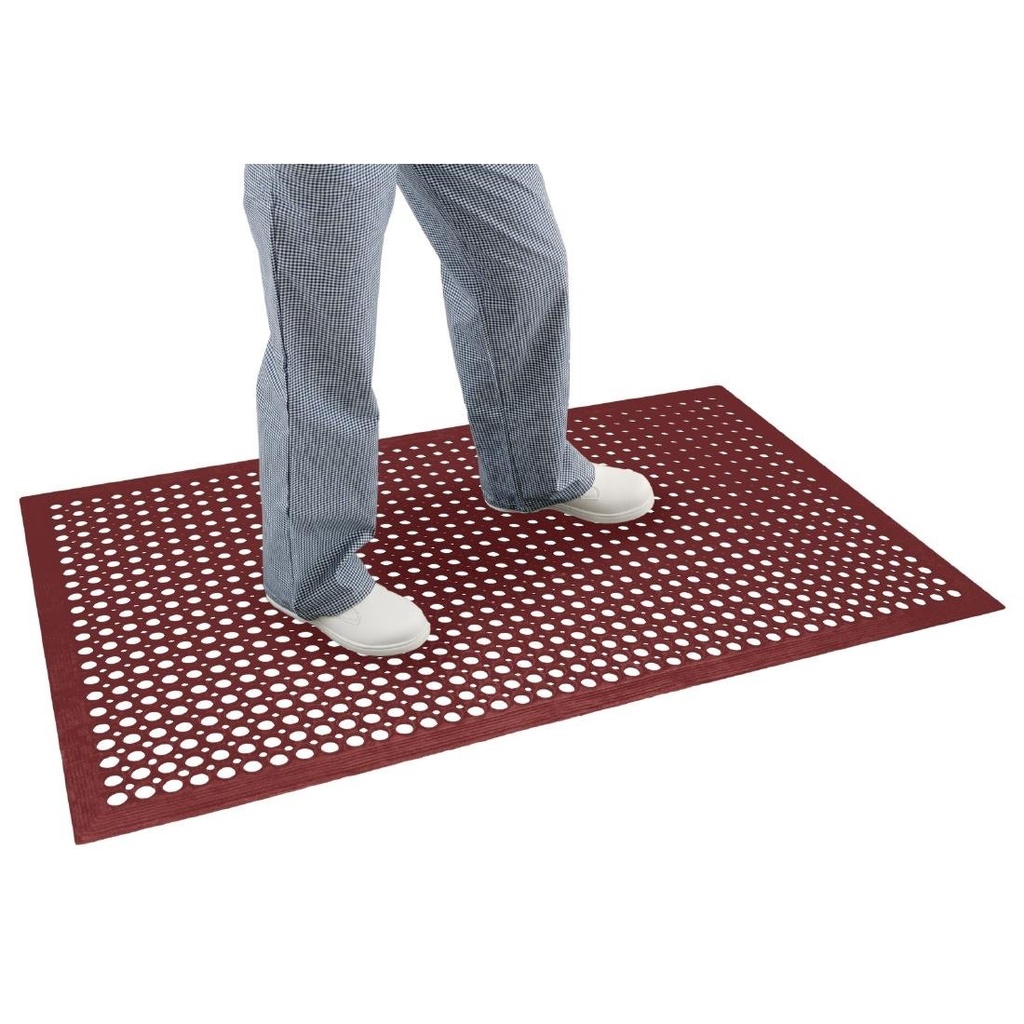 Tapis en caoutchouc anti-dérapant et anti-fatigue Jantex rouge 1500 x 900mm