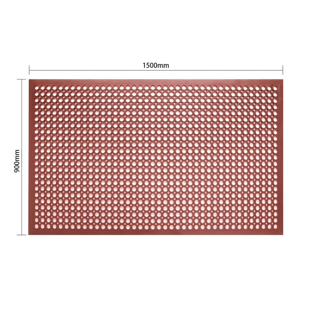 Tapis en caoutchouc anti-dérapant et anti-fatigue Jantex rouge 1500 x 900mm