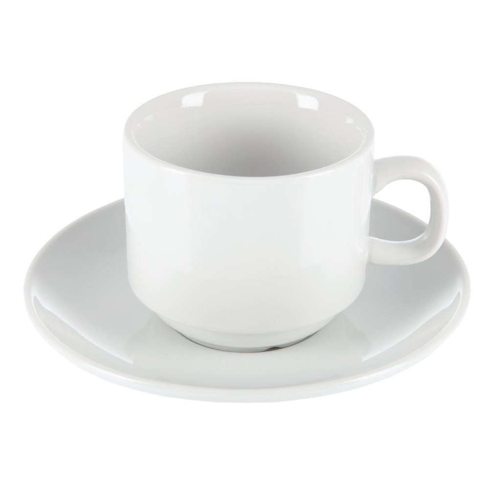 Tasse à thé empilable blanche whiteware Olympia 200ml (Lot de 12)