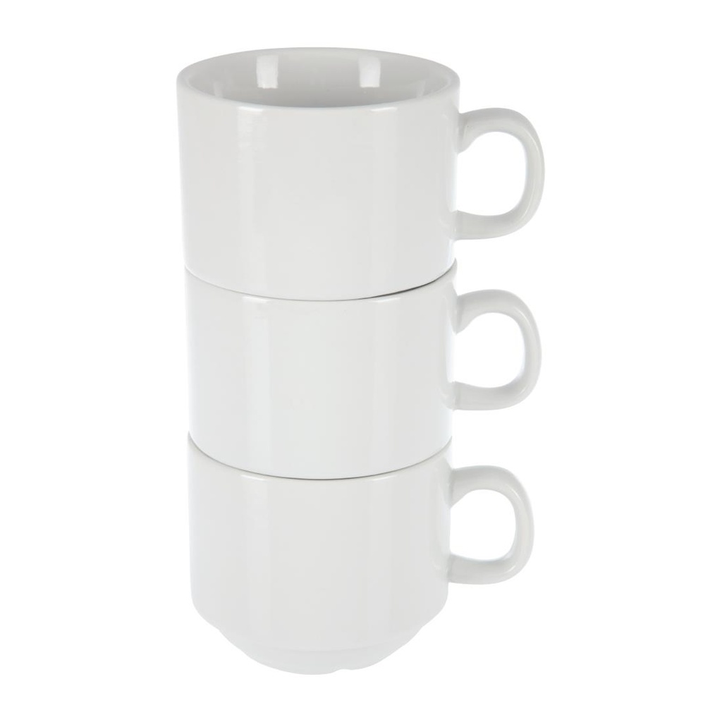 Tasse à thé empilable blanche whiteware Olympia 200ml (Lot de 12)