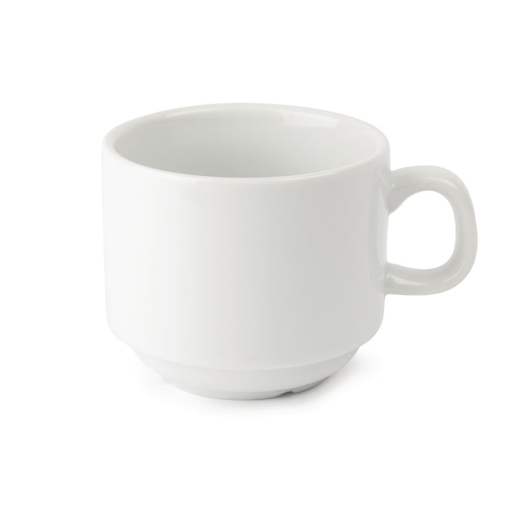 Tasse à thé empilable blanche whiteware Olympia 200ml (Lot de 12)