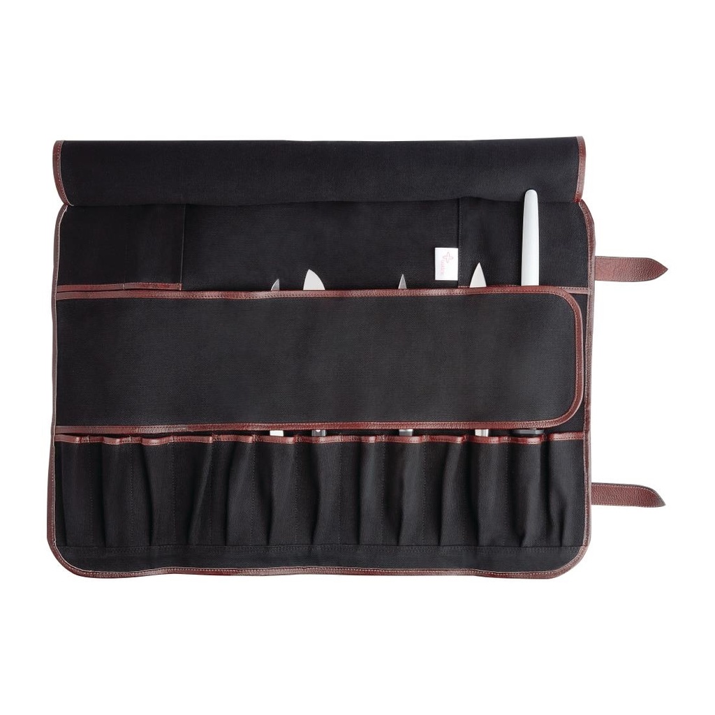 Trousse à couteaux en toile Boldric noire 17 emplacements