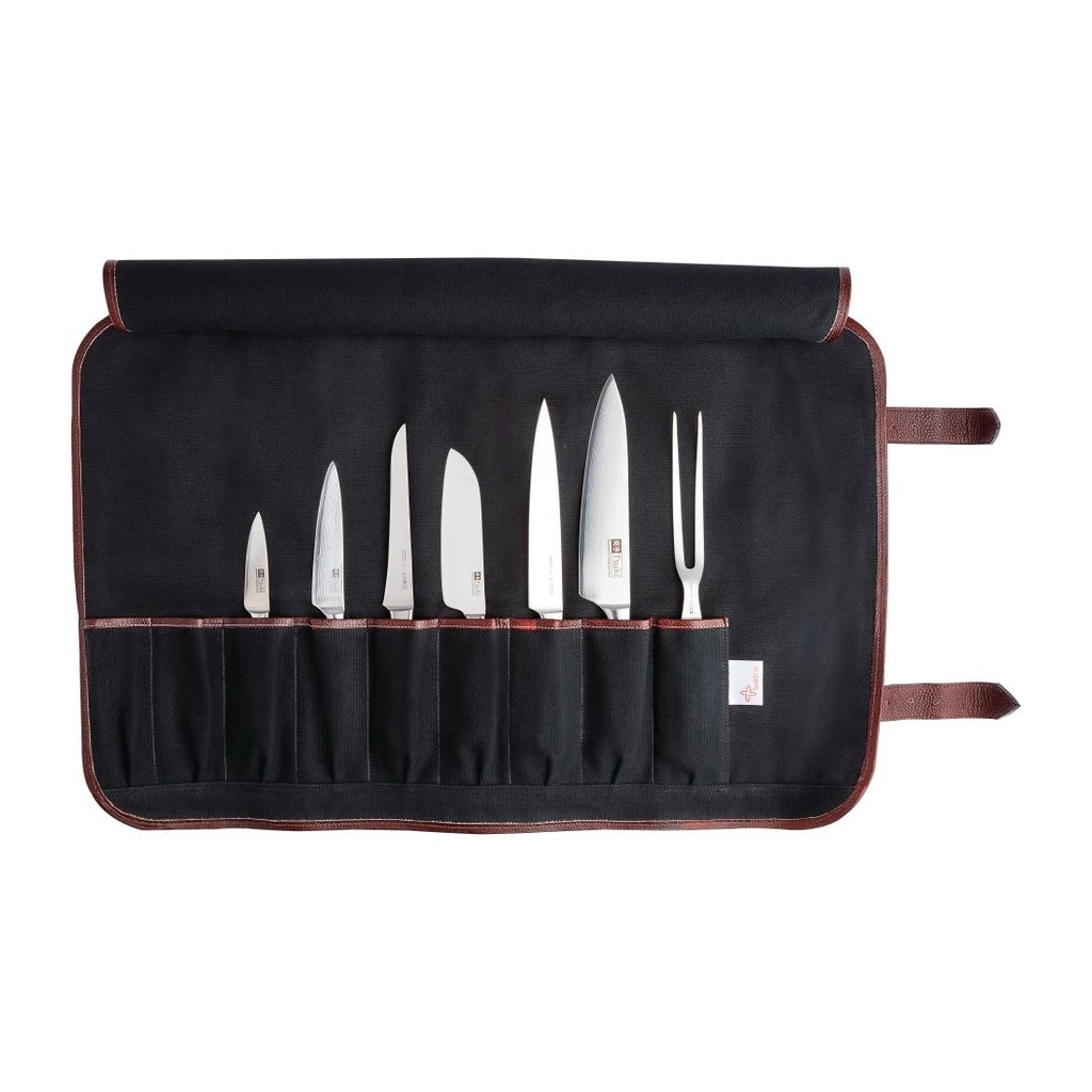 Trousse à couteaux en toile Boldric noire 9 emplacements